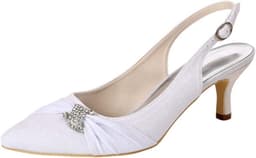 Dansschoenen Slingback - Avondschoenen Hoge Hak - Feestelijke Gelegenheden - Versierd met Strass - 6CM Hakhoogte - Puntige Teen — thumbnail 4