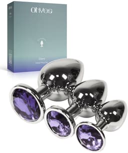 Metalen Buttplugs voor mannen en vrouwen - Buttplug Set 3-Delig - Anal & Butt Plug - Lila — thumbnail 1