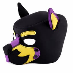 Hondenmasker Paars Geel Zwart – Puppy Play Masker – Verstelbaar & Comfortabel – Uniseks BDSM Accessoire – Kinky Pleasure® — thumbnail 2
