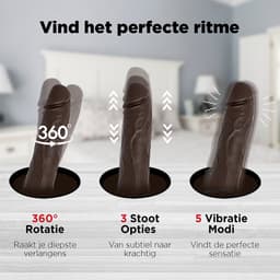 Rosebay Vibrerende Dildo met Afstandsbediening 20 cm - Stotende Dildo - Dildo met Zuignap - Dildo Vibrator voor Vrouwen - Donker Bruin — thumbnail 5