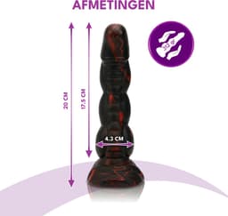 JustFun Fantasy Dragon Dildo - 20 CM - Met Zuignap - Sex Toys voor Mannen & Vrouwen - Monster Anal Plug XL - Zwart / Rood — thumbnail 2