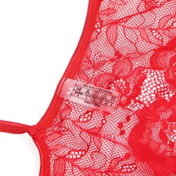 Sexy Lingerie - Erotische Rode Glamour Body Kant met Decolleté - Stras steentjes - Open Kruis - Sexy Teddy - Erotiek - Valentijnsdag - Kleur Rood - Maat XS-S — thumbnail 4