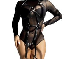 Subblime - Full Body Harnas With Leather Buckles Black One Size