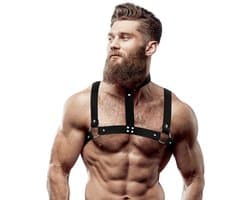 Fetish Submissive Attitude - Adjustable Eco-Leather Chest Harnas With Necklace For Men