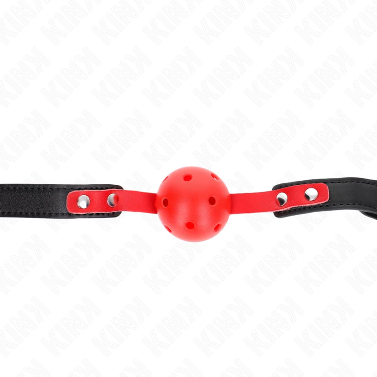 Kink - Red Hollow Hard Ball 4 Cm Gag Black Strap 60 X 2 Cm Adjustable 37-52 Cm — afbeelding 1