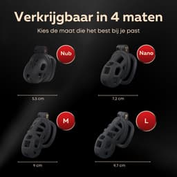 Quick Relief Elite Lock™ Nub - Chastity cage - Kuisheidskooi met 4 ringmaten - Kuisheidskooi voor Mannen - Sissy - Cock Cage - Zwart — thumbnail 6