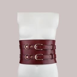 Liebe Seele - Wine Red - Luxe En Exclusieve Lederen Taille Bondagecorset - Corsetriem - wijnrood — thumbnail 3