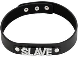 Kiotos - Luxe PU Leren Collar Met naamplaatje SLAVE