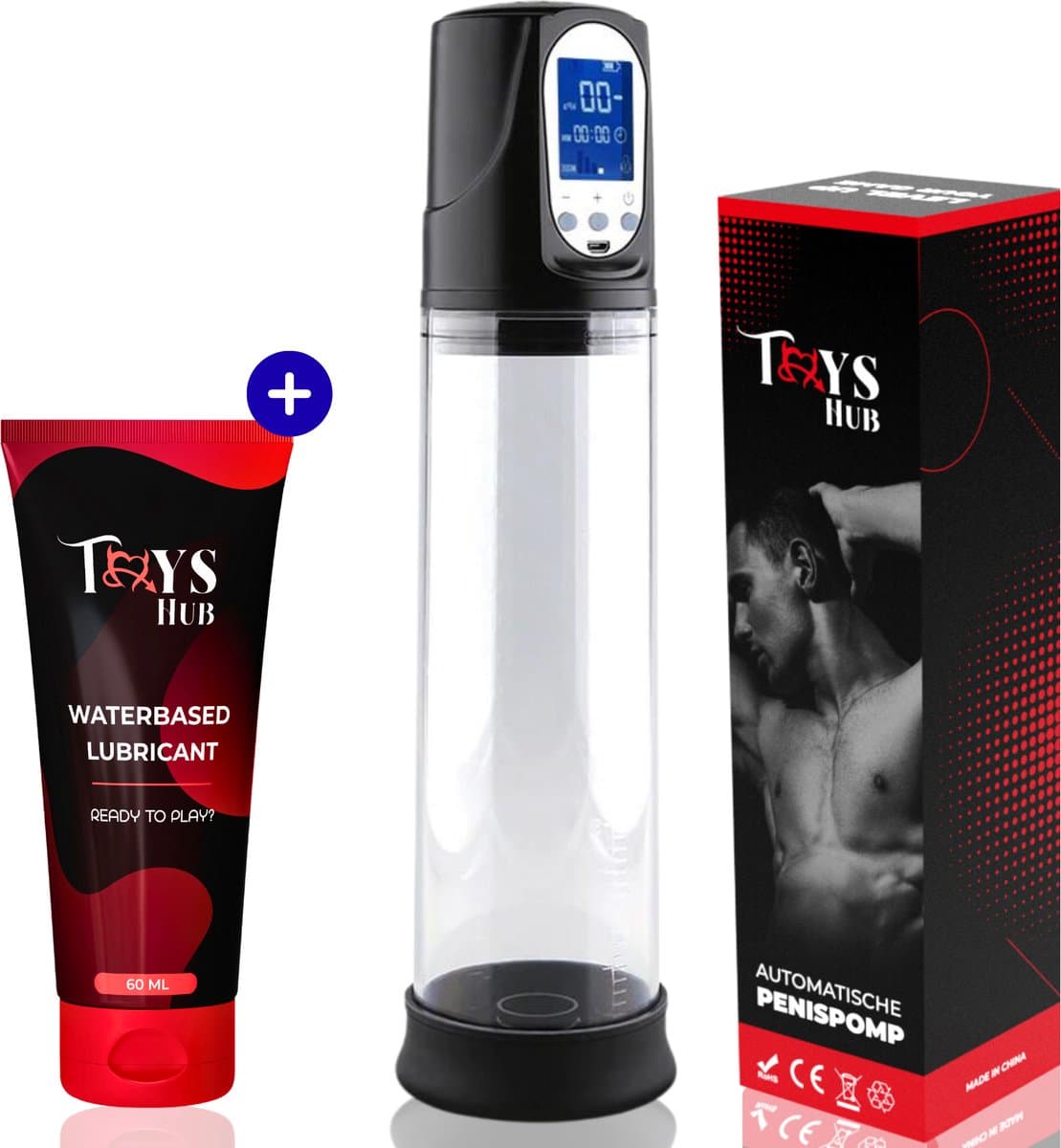 Toys Hub® Automatische Penispomp Deluxe met Glijmiddel - 2 Penisringen & Ebook - Elektrisch - USB Oplaadbaar - LED Scherm - Sex Toys voor Mannen - Penis Vergroter — afbeelding 1