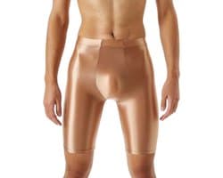 Strakke Glanzende Herenshort – Stretch Boxer – Erotische broek - Goudkleurig