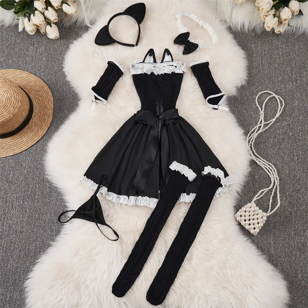 LekkerStout Lolita Kostuum - 6-Delig Incl. Accessoires - Cosplay - Sexy Lingerie ( LS028 ) — afbeelding 1