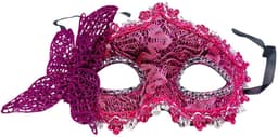 Venetiaans Masker - Maskerade Masker- Kantpatroon - Roze/Zilver — thumbnail 1