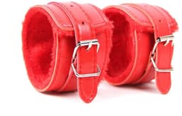Leren Handboeien met Bont - Rood - SM Bondage Sex - Erotiek Set voor BDSM - Erotische Seksspeeltjes - Sex Toys - Sexy Lingerie - Valentijnsdag Cadeau Voor Hem & Haar - Valentijn Cadeautje Mannen & Vrouwen — thumbnail 1