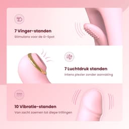 Orgazmate Karins Kietelaar - 3 in 1 Vibrator - Sex Toys voor Vrouwen - Luchtdruk Vibrator - Dildo Vibrator - Clitoris, U & G-spot Stimulator - Seksspeeltjes - 490 Standen - Roze — thumbnail 3