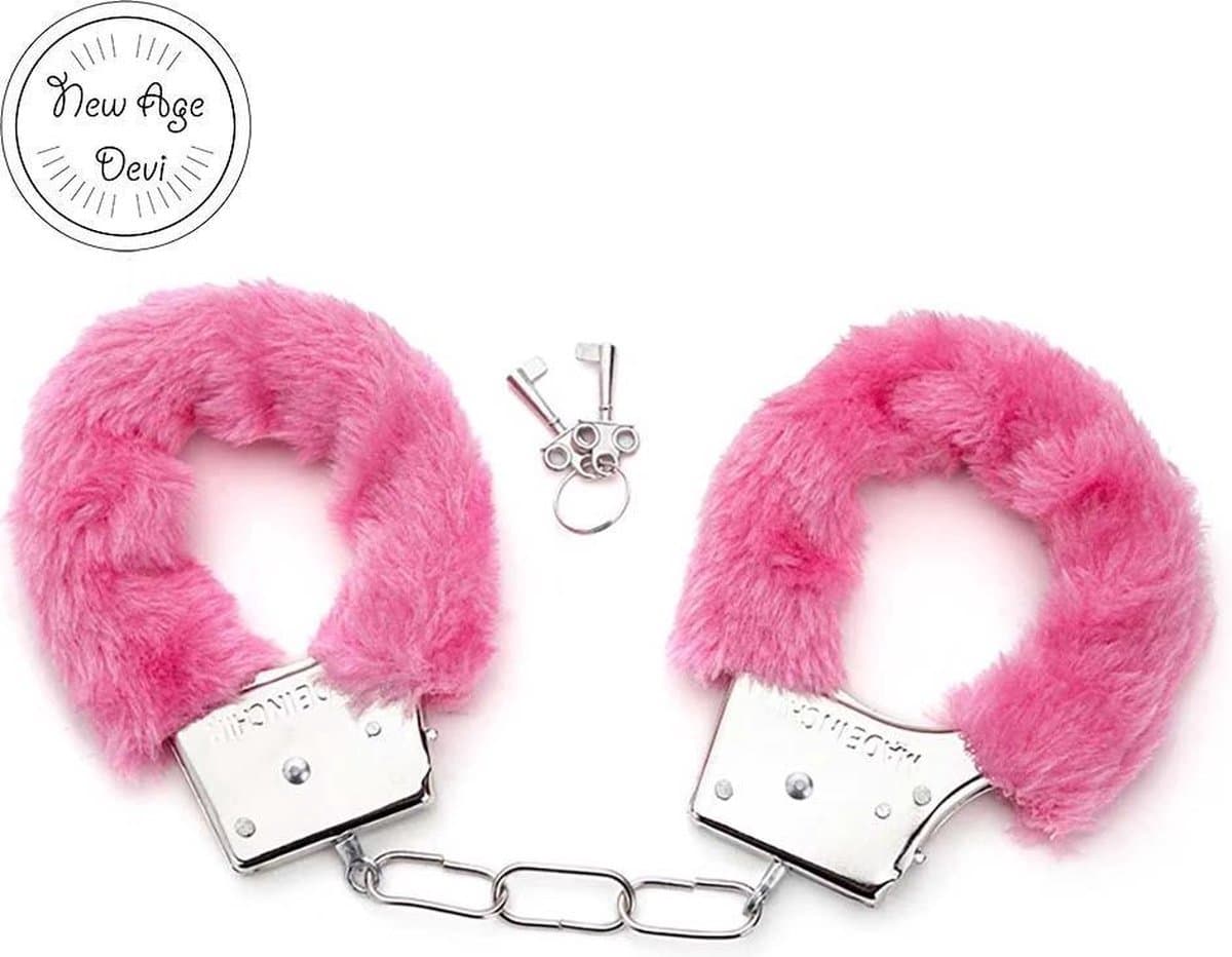 Metalen handboeien - Pluche - Roze - Handboeien - Erotiek - imitatiebont - Incl. 2 sleuteltjes — afbeelding 1