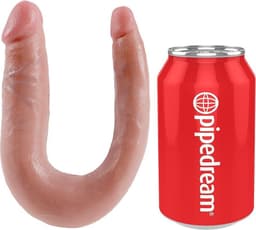 King Cock U-Shaped Double Trouble Dubbele Dildo Small - beige — thumbnail 5