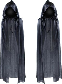 Doorschijnende Cape met capuchon - BDSM - Erotisch - SM Meester - Heren Lingerie - Rollenspel Outfit - Clubwear - Transparant - Vampier - Tovenaar - Halloween — thumbnail 4
