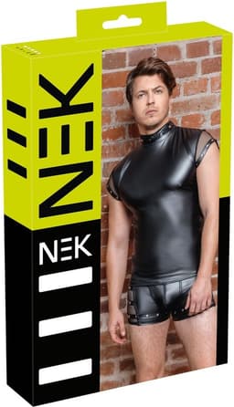 Matte Wetlook Shirt met Netstof Elementen — thumbnail 3