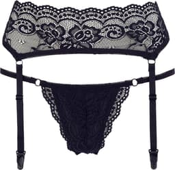 Cottelli Collection – Sierlijke Jarretel Gordel met Passende String voor de Spannende Vrouw – Maat L – Zwart — thumbnail 2