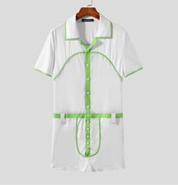 Erotische dokter rollenspel - Heren - Jumpsuit - Wit Groen - BDSM - Bodysuit — thumbnail 2