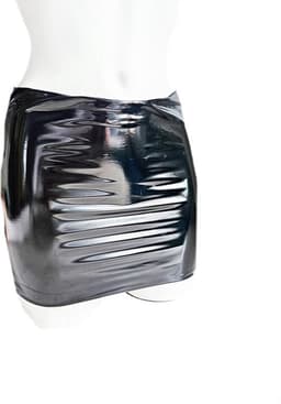 BamBella® - Datex (Mix latex en stof) mini rok - S/M - Sexy Erotische dames BDSM SM fetish kleding zwart — thumbnail 1