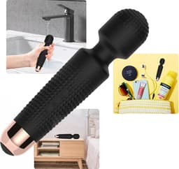 Vibrator - Wand Massage - Magic Wand Vibrator - Seksspeeltjes - Vibrators voor Vrouwen en koppels - Clitoris Stimulator - Zwart - 12 Standen - G-Spot - Erotiek - Stimuleer Vibrator - Sex toys - Zwart — thumbnail 2