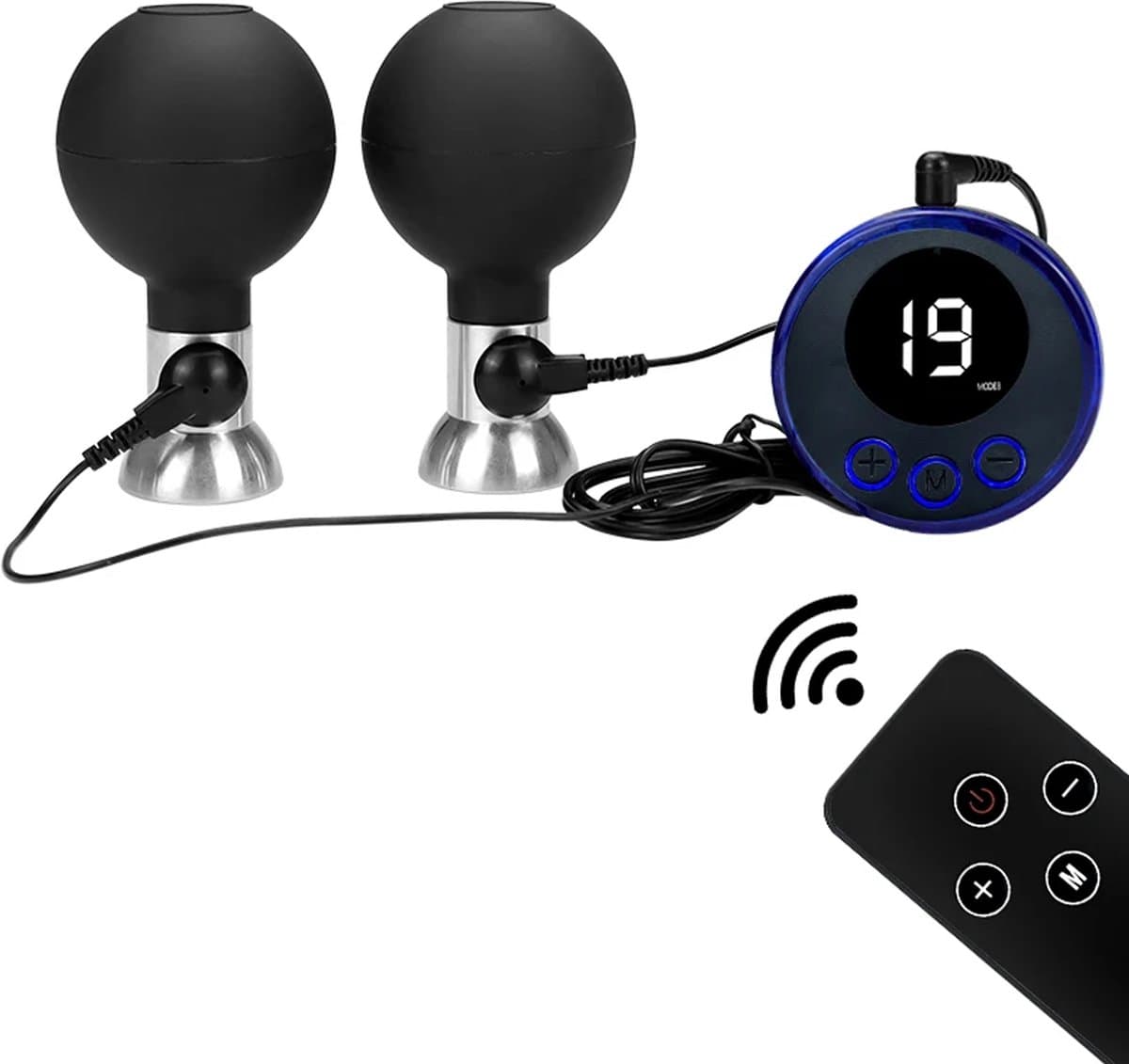 Elektrische stimulatie tepel vibrator - Vacuüm - E-stim - Remote - Schokjes — afbeelding 1