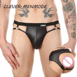 Open-butt-Slip-sexy-Heren-Goedkoop-Pu-Sexy-lederlook-Gay-Homoslip-Model-Erotisch — thumbnail 1