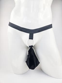 BamBella® - Sexy Lingerie Heren S/M - Zwart mannen ondergoed open kruis slip Met Penisring cockring — thumbnail 6