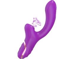 Erodit® Double Pleasure 2 in 1 vibrator paars-G-spot- zuig- luchtdruk vibrator- vibrerende dildo -G-spot/clitoris stimulator–een echte womanizer met zuig en vibratie modus - sex toy/seksspeeltjes voor vrouwen – mannen -koppels