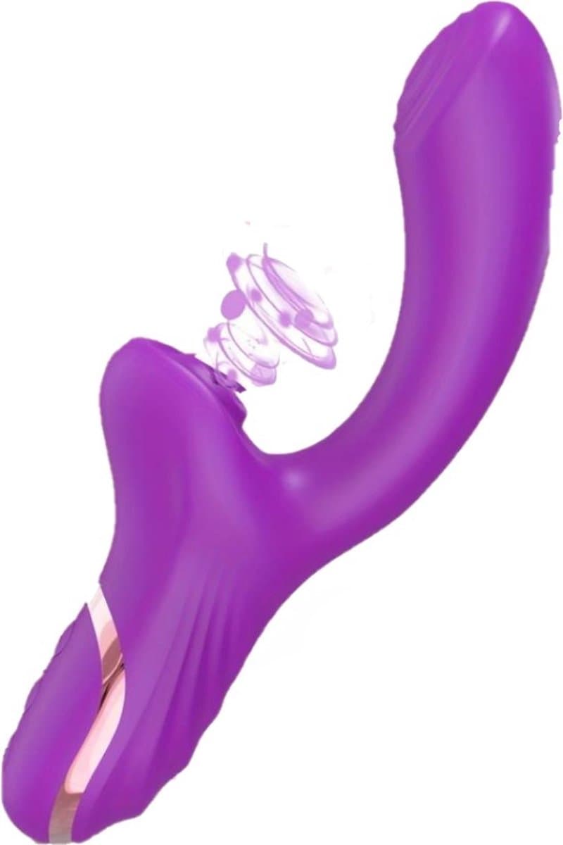 Erodit® Double Pleasure 2 in 1 vibrator paars-G-spot- zuig- luchtdruk vibrator- vibrerende dildo -G-spot/clitoris stimulator–een echte womanizer met zuig en vibratie modus - sex toy/seksspeeltjes voor vrouwen – mannen -koppels — afbeelding 1