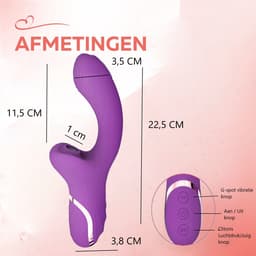 Erodit® Double Pleasure 2 in 1 vibrator paars-G-spot- zuig- luchtdruk vibrator- vibrerende dildo -G-spot/clitoris stimulator–een echte womanizer met zuig en vibratie modus - sex toy/seksspeeltjes voor vrouwen – mannen -koppels — thumbnail 2
