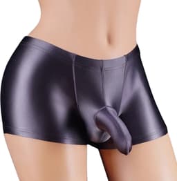 Kinky heren ondergoed Grey Cava - Fetisj penis slurf short - Strakke erotische boxershort - Glanzend grijs nylon - Olifanten neus - BDSM — thumbnail 1