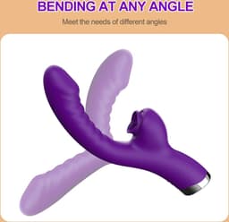 paarse Dubbele Penetratie Vibrator - Luchtdruk Vibrator - Clitoris & G Spot stimulator - Krachtig - Vibrators - Vibrators voor vrouwen - Sex toys voor koppels - Vibrator - Discreet Bezorgde -Licking Sucking - sex speeltjes — thumbnail 7