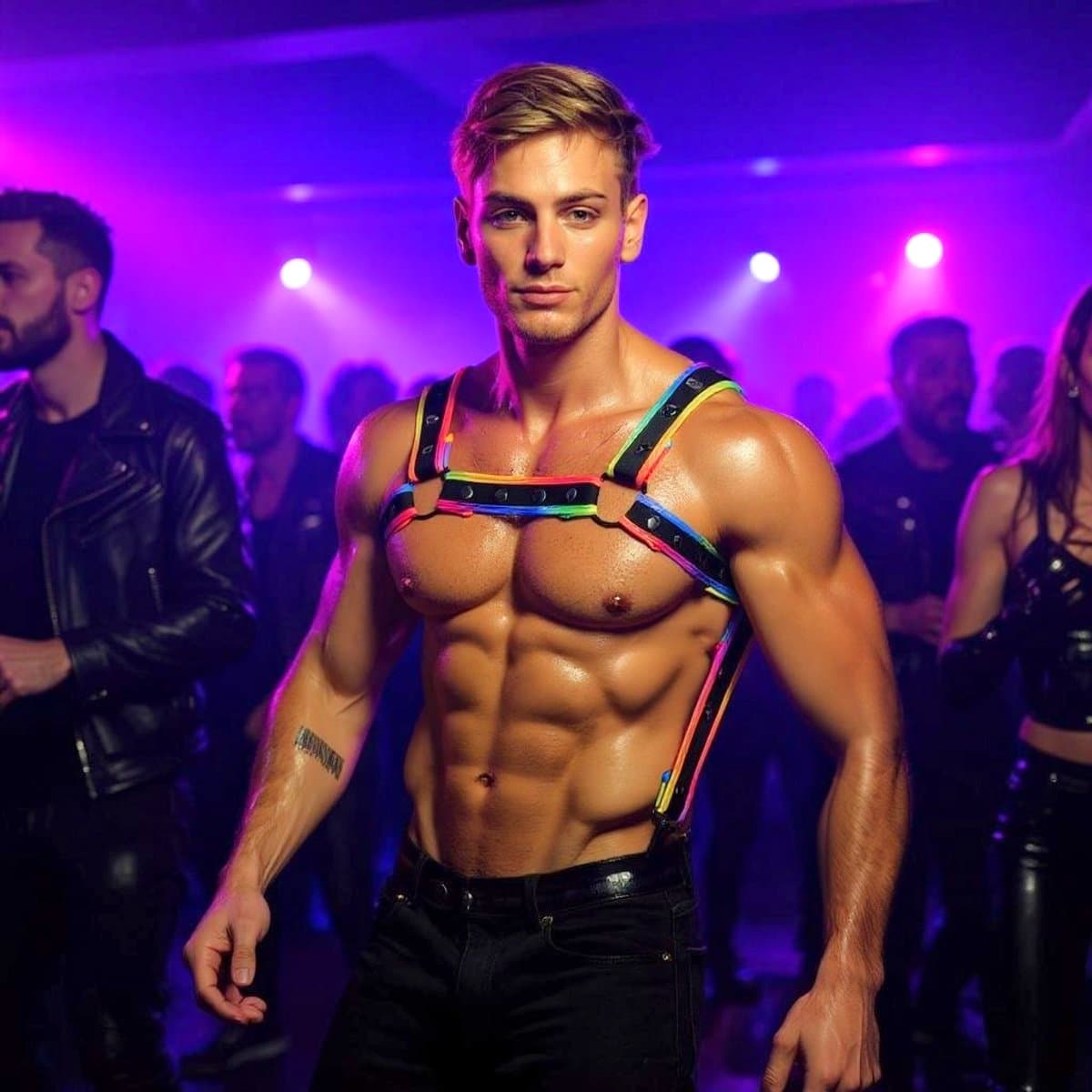 BUM BLING® - Regenboog Harnas voor Man - One Size - Gay Clubwear - BDSM Fetish & Pride — afbeelding 1