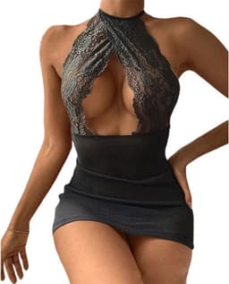 Erotische high-class jurk - Sexy jurk - Open decolleté - Mini rok — thumbnail 1