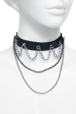 Gothicana Zwarte halsketting / choker met ketting details - Dames - Standard — thumbnail 2