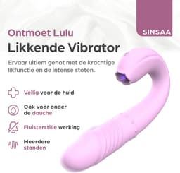 Sinsaa Lulu Tong Vibrator - Likende Tong Vibrator - Clitoris Zuiger - Dildo Vibrator - Likkende Tong - Bef Vibrator - Clitoris Stimulator - Sex Toys voor vrouwen - 10 Likstanden - 6 Stootstanden - Siliconen - Voor hem - Voor haar — thumbnail 2