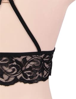 Sexy Lingerie - Erotische 4-delige Sensuele Body Set van Zwart Kant - Masker - Handboeien van kant - Sexy Teddy - Erotiek - Kleur Zwart - Maat M-L — thumbnail 5