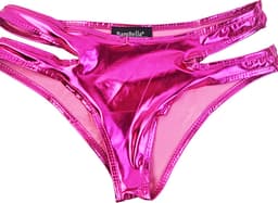 BamBella® Erotische onderbroek - Maat S M L Wetlook slip Dames - Roze Glans Lame metallic ondergoed Sexy BDSM kleding — thumbnail 1