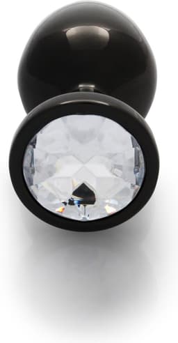 Shots - Ouch! OU809GUN - Round Gem Butt Plug - Medium - Gunmetal / Diamond — thumbnail 2