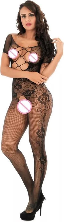 LOUZIR Uitdagende Body | Uitdagende Open Kruis Body | Sexy Lingerie Set | One Size Body | Sexy Lingerie Setje | Zwart — thumbnail 3