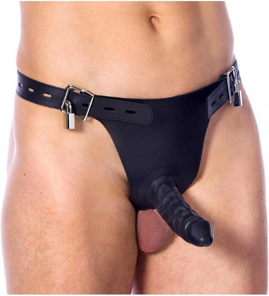 Rimba - Kuisheidsgordel Heren Met Penis Pouch en 2 hangsloten - Zwart — afbeelding 1