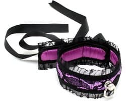 Rimba - Halsband - Burlesque Collar Met O-Ring - Zwart/Paars