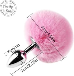 New Age Devi - Bunny Tail - Sexy Konijnen staart - Butt Plug - Fluffy -Playful Sex Toys - Zilver - Roze — thumbnail 2