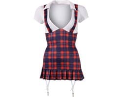 Cottelli Collection – Schoolmeisje Mini Jurk voor Ondeugende Spelen of Spannende Verassingen – Maat XL – Purper