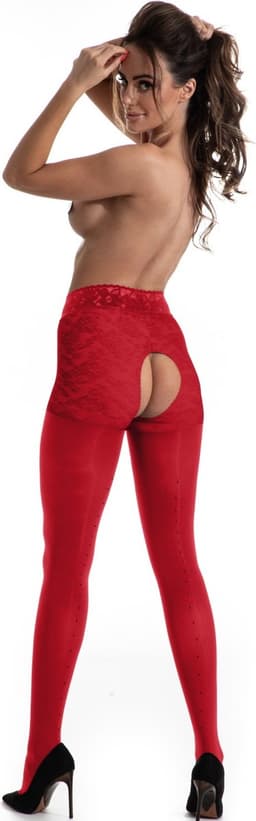 Panty open Kruis - 60/30 Denier - Kleur: Rood - Maat: L/XL - Model: Blackdiamond - Merk: Amour — thumbnail 6