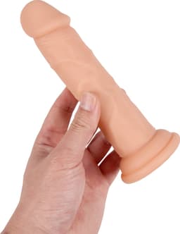 Banoch | rechte beige siliconen dildo met zuignap | small | 17 cm lang | Ø 3.2 cm — thumbnail 4