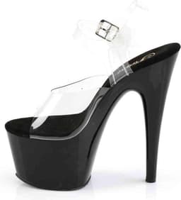 Pleaser - ADORE-708 Sandaal met enkelband, Paaldans schoenen - Paaldans schoenen - 38 Shoes - Zwart/Transparant — thumbnail 3