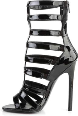 EU 37 = US 7 | SEXY-52 | 5 Heel Closed Back Strappy Cage Sandal, Back Zip — thumbnail 3